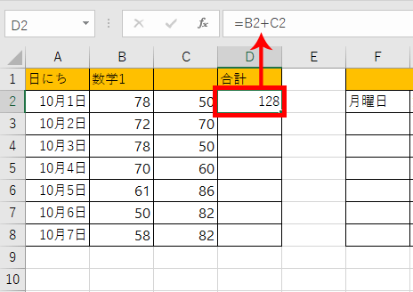 計算式が入ったセルの画像