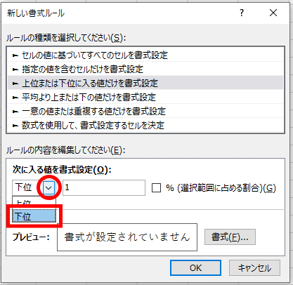 新しい書式ルールダイアログボックスの画像
