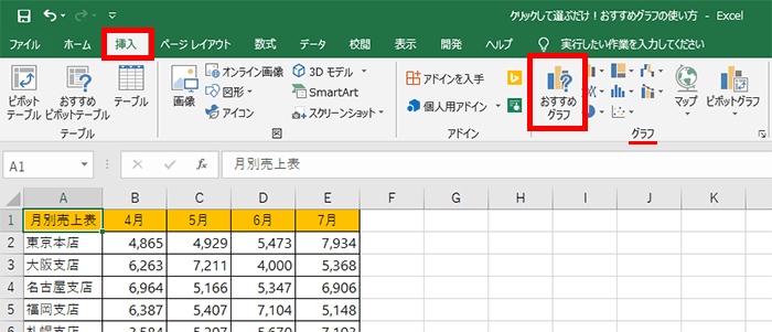 おすすめグラフをクリック