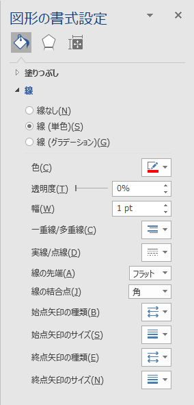 「図形の書式設定」作業ウィンドウ