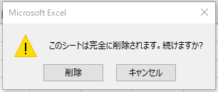 注意のメッセージボックスの画像