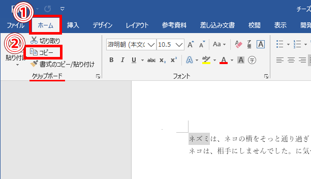 コピーの場所