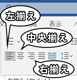 左揃え、中央揃え、右揃えのアイコン