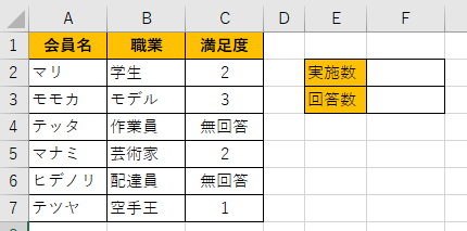 COUNTA関数の練習問題