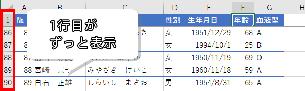 1行目が表示されている画像