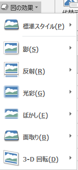 図の効果のメニュー