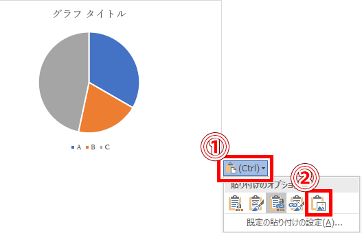 貼り付けのオプションのメニュー