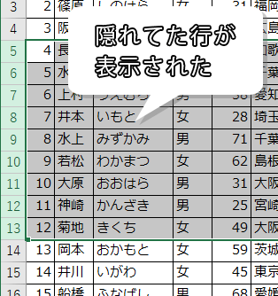 隠れてたデータが現れた