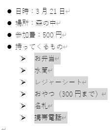 リストのレベルが変わった