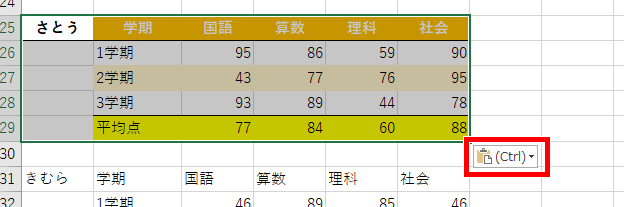 貼り付けのオプションの画像