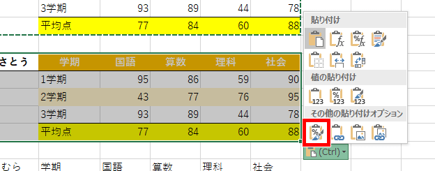 書式設定の場所