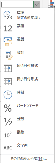 表示形式の一覧の画像