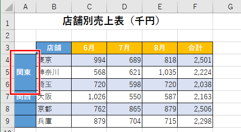 セルの結合できた画像