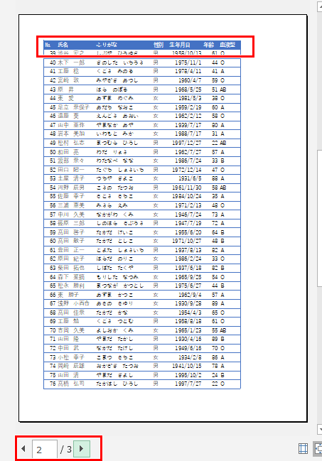 印刷プレビュー、2ページ目