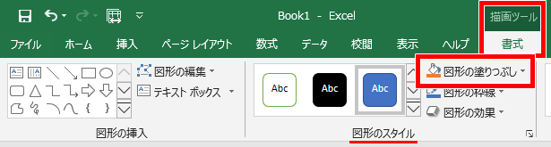 図形の塗りつぶしの場所