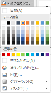 図形の塗りつぶしのメニュー