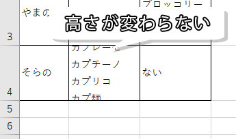 行の高さは自動調整されなくなる