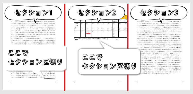 セクションが3つに区切られた