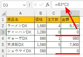 0が表示された表