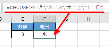 CHOOSE関数の使用例