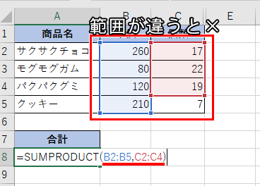 配列の範囲がバラバラな画像