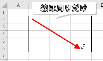 ドラッグした外枠だけ罫線が引かれた画像