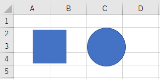 正方形と正円が引かれた画像
