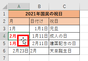 マウスポインタが十字の矢印マークになった画像