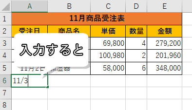 空白行に入力する画像