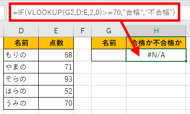 IF関数とVLOOKUP関数の組み合わせ例