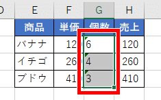 数値にしたいセルを選択