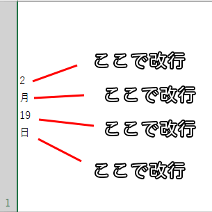 改行する位置