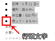 行頭文字の画像