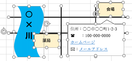 まとめて図形を選択できた画像