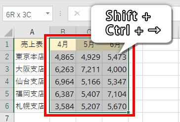 そのまま矢印キーで範囲を拡大した画像