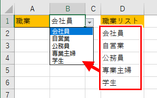 リストが自動で追加されたプルダウンメニュー