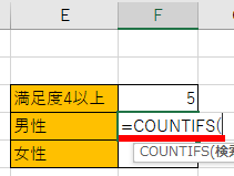 「＝COUNTIFS(」と入力した画像