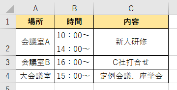 セルを分割したい表