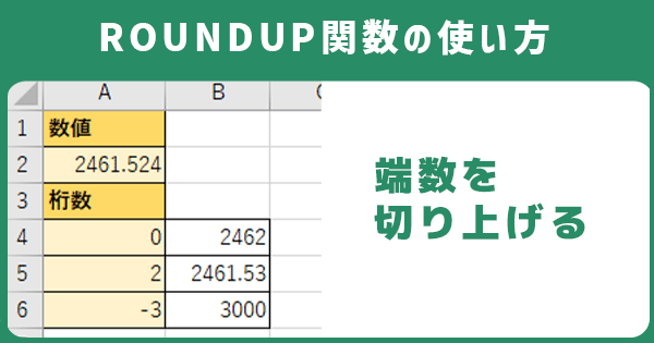 ROUNDUP関数の使い方