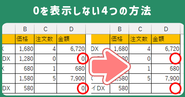 0を表示しない方法